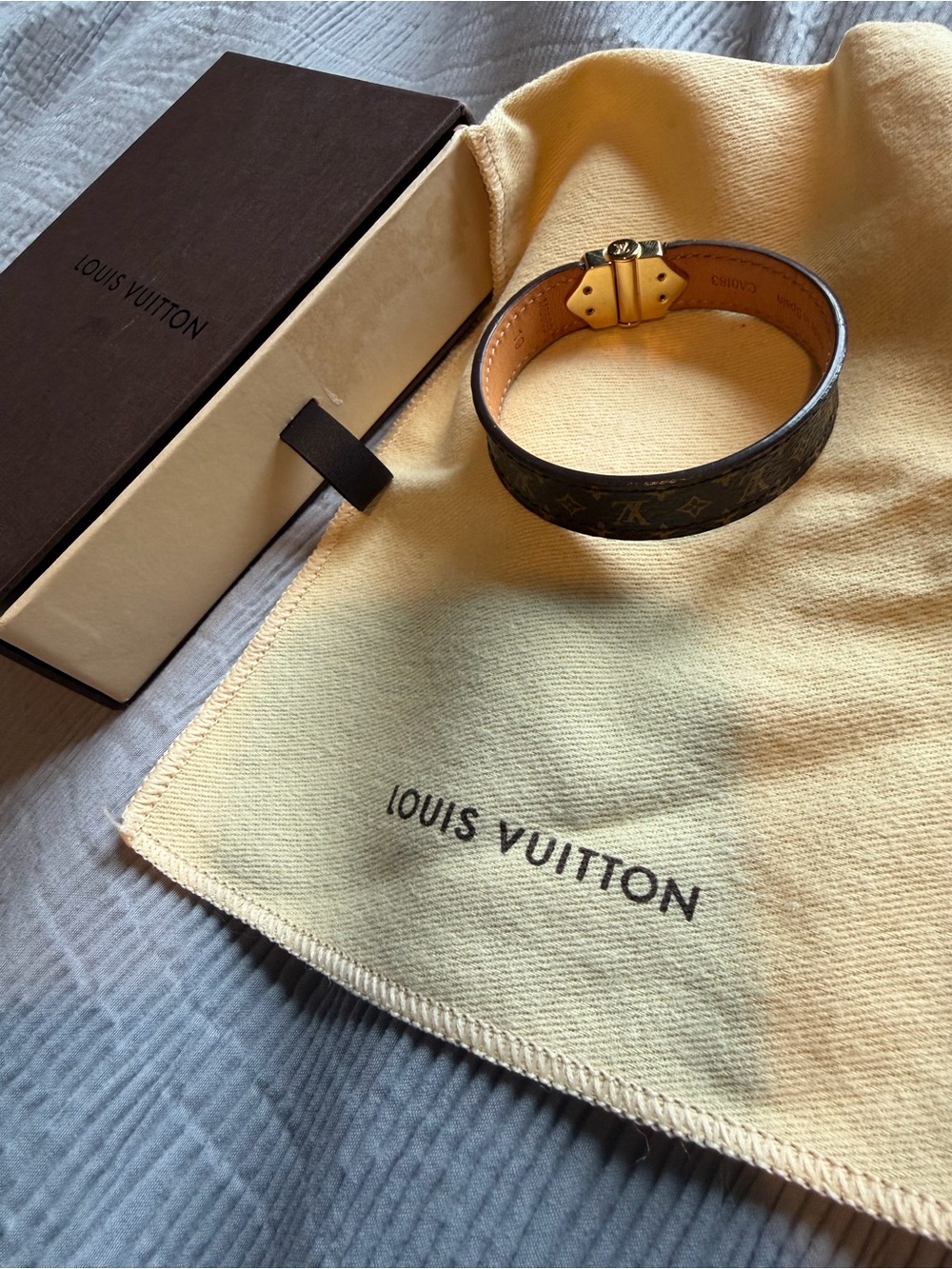 Louis Vuitton Monogram Canvas Bracelet with Gold-Tone Buckle